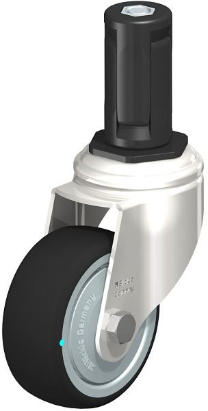 Blickle LKRXA-PATH 80KD-11-FK-EXR14 Edelstahl-Apparate-Lenkrolle mit Expander, Thermoplastisches Polyurethan, Grau, 853419