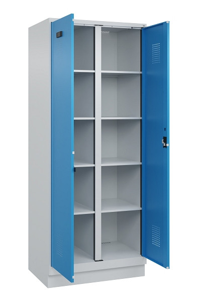 C+P Wäsche-Spind Evolo PLUS, mit Sockel, 2 Abteile, 1950x800x500mm, 7035/5012, Verschluss Zylinderschloss, 049022-22B S10034