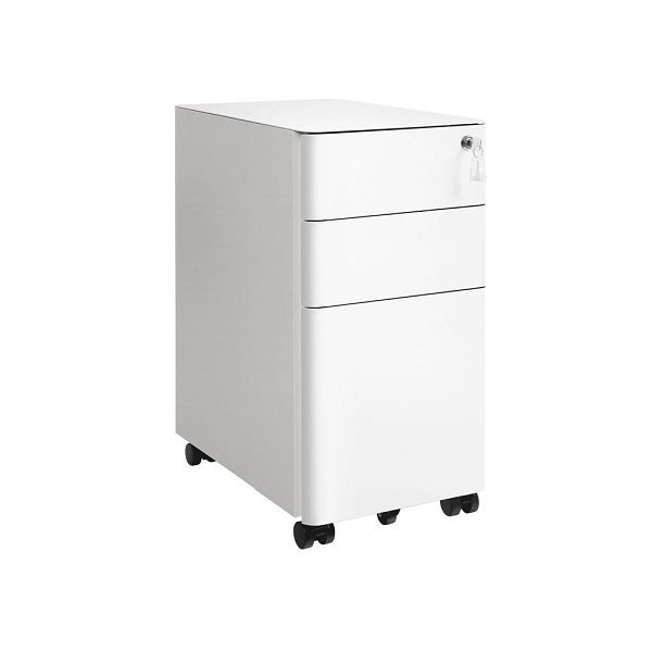SONGMICS Büroschrank mit Rollen und Schloss weiß, OFC030W01