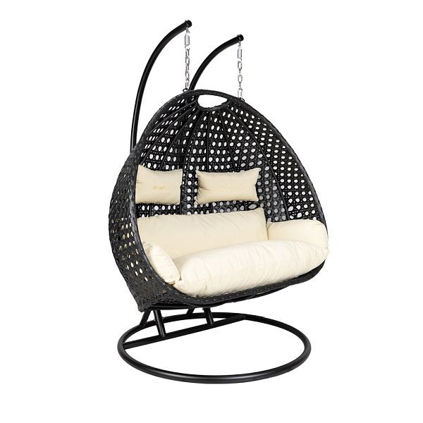 HOME DELUXE Polyrattan Hängesessel TWIN DELUXE - Schwarz nur Korb und Kissen, 59128