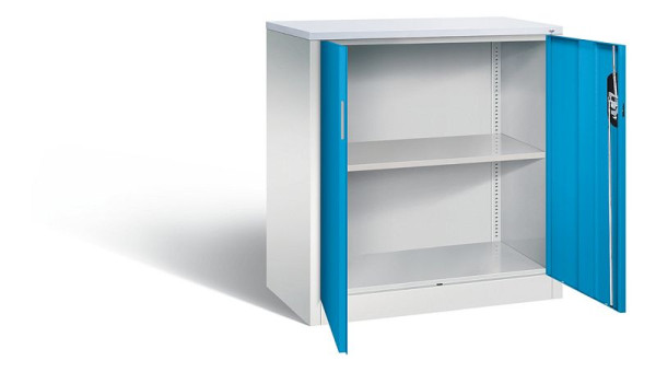 C+P Büroschrank Acurado, H1000xB930xT500mm, Farbe: Lichtgrau / Lichtblau, Muldengriff, 2 OH, 9286-1200 S10348