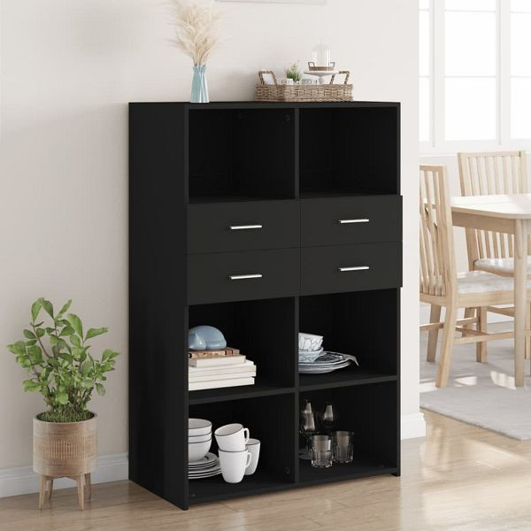 vidaXL Highboard Schwarz 80x42,5x124 cm Holzwerkstoff, 3281386