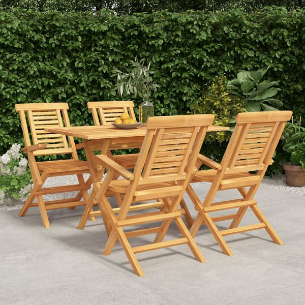 vidaXL 5-tlg. Garten-Essgruppe Massivholz Teak, 3155001