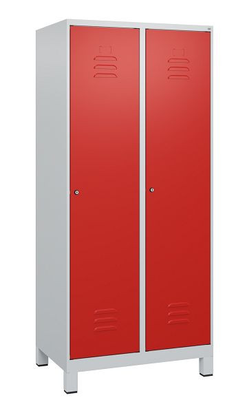 C+P Umkleidespind Classic PLUS mit Mitteltrennwand, Füße, 2 Abteile, 1800x800x500mm, 7035/3020, Zylinderschlösser, 0800107-22F S10017