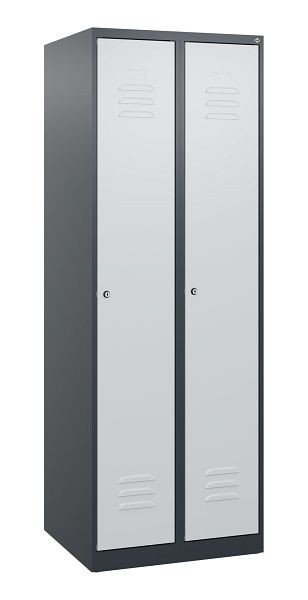 C+P Umkleidespind Classic PLUS, 2 Abteile, 1700x600x500mm, 7016/7035, Zylinderschlösser, 0800007-20 S10027