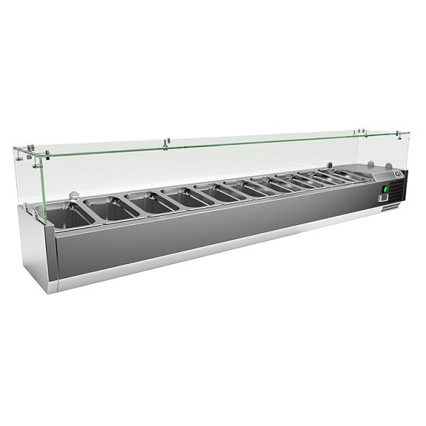 Gastro-Inox Edelstahl Aufsatzkühlvitrine 10x Gastronorm 1/4, Nettokapazität 63 Liter, Statische Kühlung, 209.200