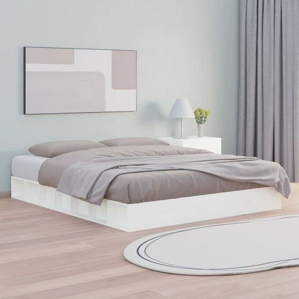 vidaXL Massivholzbett Weiß 150x200 cm, 820672, 8720287135609