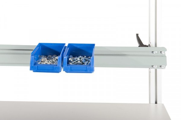 Manuflex ESD-Boxenträgerschiene für Alu-Aufbauportal, in Lichtgrau RAL 7035, BxTxH = 1196 x 2 x 100 mm, Lichtgrau, LZ8328.7035