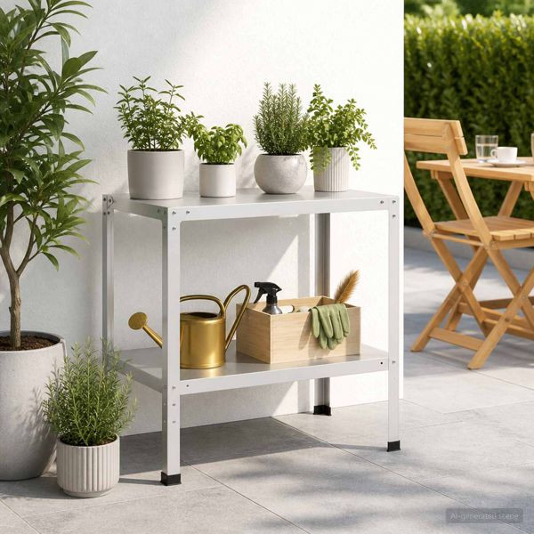 vidaXL Pflanztisch 80 x 50 x 80 cm Pulverbeschichteter Stahl Weiß, 8014884
