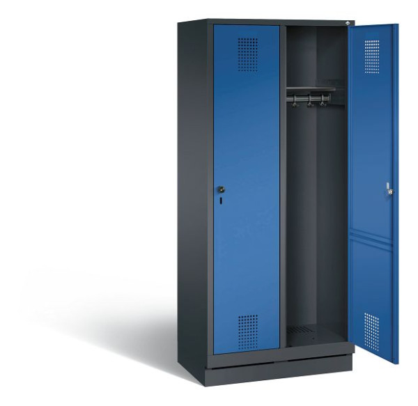 C+P Garderobenschrank Evolo, H1800xB810xT500mm, Farbe: Schwarzgrau / Enzianblau, 48020-22 S10106