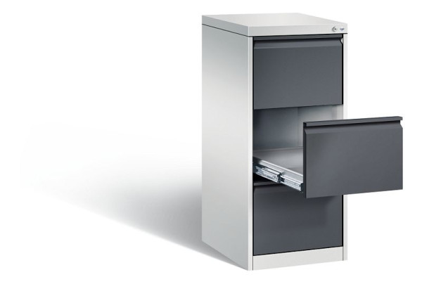 C+P Karteischrank Acurado, H1045xB433xT590mm, Farbe: Lichtgrau / Schwarzgrau, Griffleiste, 12423-321 S10017