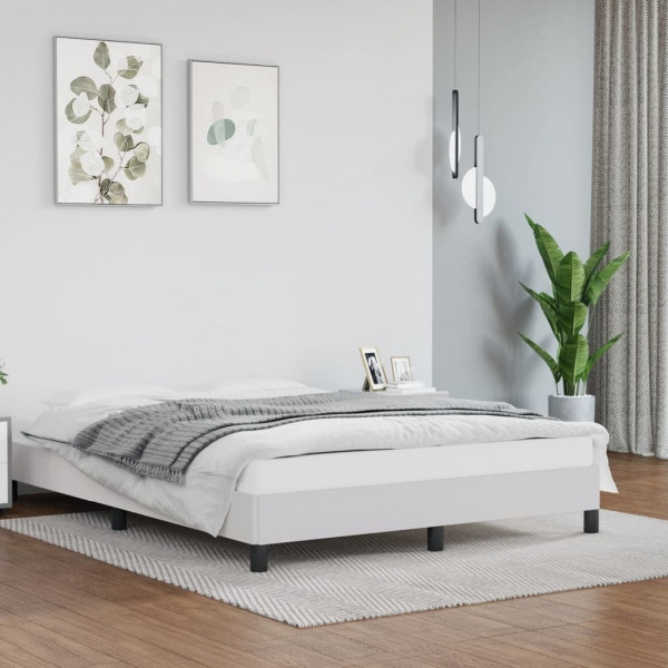vidaXL Bettgestell Weiß 140x200 cm Kunstleder, 346905, 8720287169543