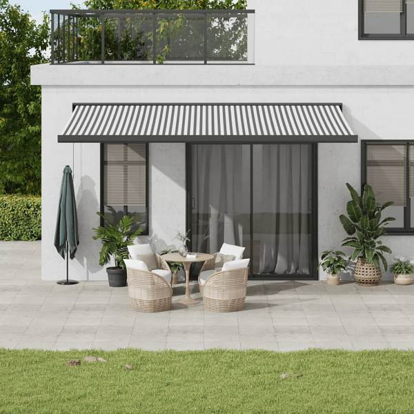 vidaXL Markise Einziehbar Anthrazit und Weiß 5x3 m Stoff und Aluminium, 3216142