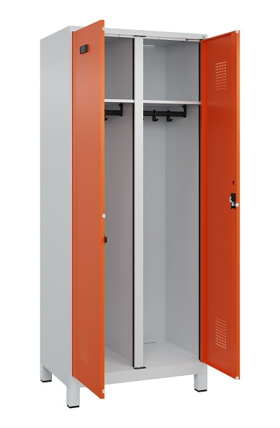C+P Schwarz-Weiß-Spind Evolo PLUS, mit Füßen, 2 Abteile, 1950x800x500mm, 7035/2, Zylinderschloss, 049012-22 S10029