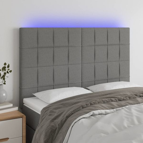 vidaXL LED Kopfteil Dunkelgrau 144x5x118/128 cm Stoff, 3122423