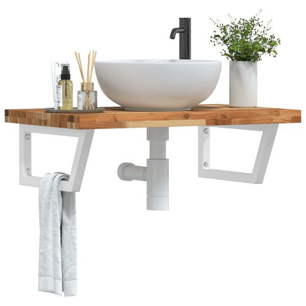 vidaXL Waschbeckenregal Wandmontage Stahl und Akazienholz, 3302858