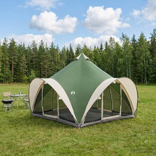 vidaXL Tipi Zelt mit Dach Grün 6-Personen Polyester und Stahl, 42028623