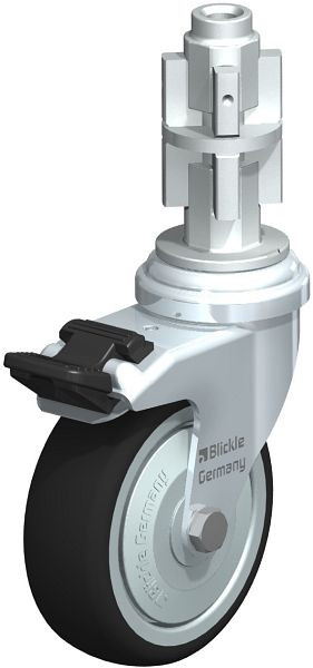 Blickle LRA-PATH 75K-FI-FK-E04 Apparate-Lenkrolle mit Expander & Feststeller, Thermoplastisches Polyurethan, Grau, 848636