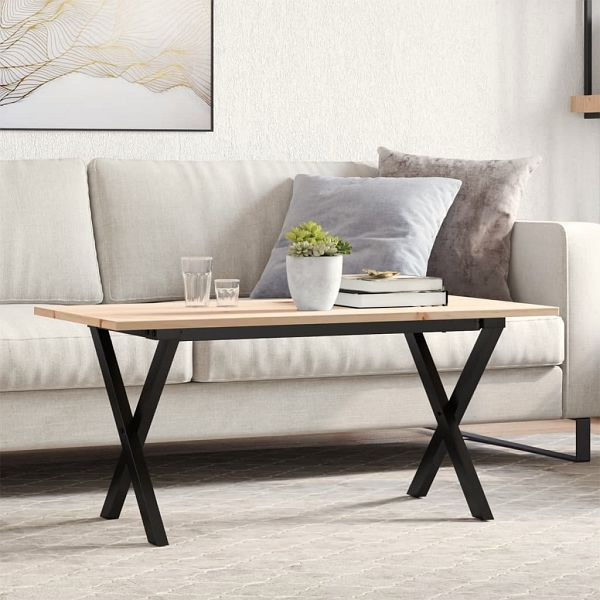 vidaXL Couchtisch X-Gestell 90x40x45cm Massivholz Kiefer und Gusseisen, 3282686