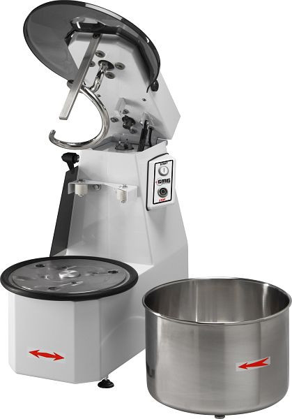 GMG Teigknetmaschine 22 L / 18 kg 400V, hebbarer Kopf und herausnehmbarer Kessel, inkl. Spirale, Abdeckung, TKR-2218T-CN