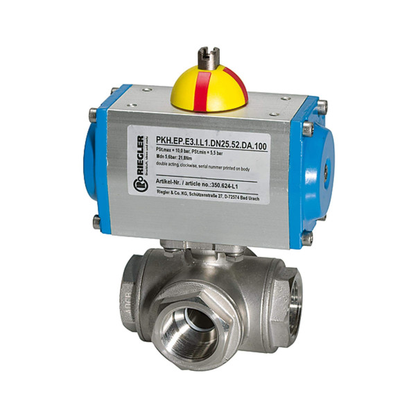 Riegler ES-Kuha, pneumatischer Stellantrieb doppeltwirkend, T-Bohrung T1, Rp 3/4, 159746