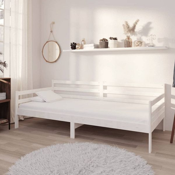 vidaXL Tagesbett mit Matratze 90x200 cm Weiß Kiefer Massivholz, 3083585