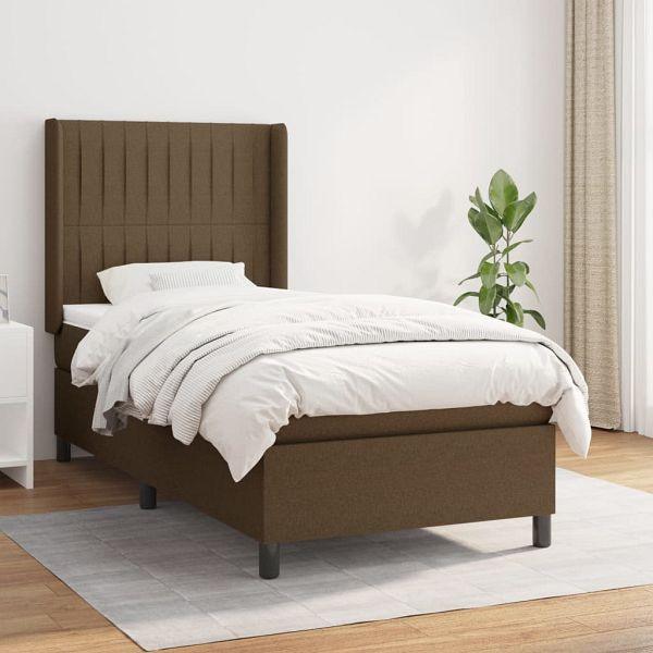 vidaXL Boxspringbett mit Matratze Dunkelbraun 80x200 cm Stoff, 3131548