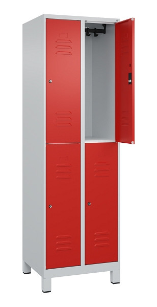 C+P Doppelstock-Spind Classic PLUS, Füße, 2 Abteile, 1950x600x500mm, 7035/3020, 080310-20 S10017