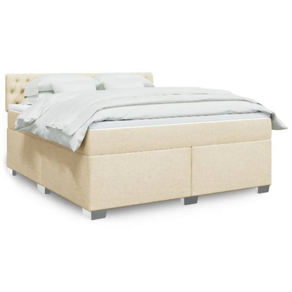 vidaXL Boxspringbett mit Matratze Creme 180x200 cm Stoff, 3288279