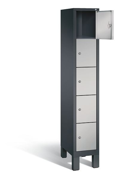 C+P Schließfachschrank Evolo, H1850xB320xT500mm, Farbe: Schwarzgrau / Weißaluminium, 48010-105 S10076