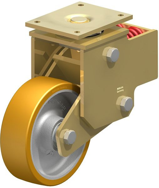 Blickle LSFN-GTH 252K Stahlgeschweißte Schwerlast-Lenkrolle mit Stahlfeder, Blickle Extrathane®, Hellbraun, 285973