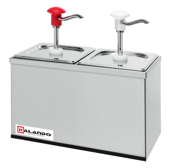 Gastro-Inox Dosierspender 2x 3 Liter mit weißem und rotem Druckknopf, 503.108