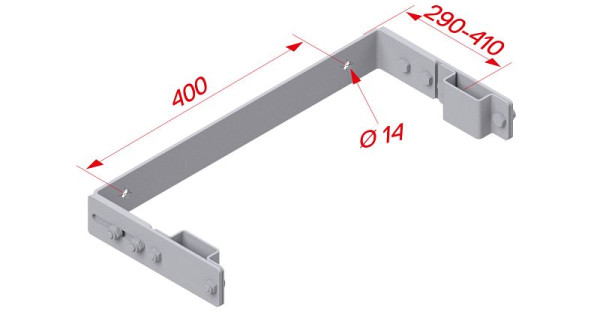 HYMER Wandhalter U-Form, Stahl verzinkt, verstellbar 290-410 mm, 20010128
