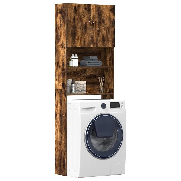 vidaXL Waschmaschinenschrank Räuchereiche 64x24x190 cm Holzwerkstoff, 859131