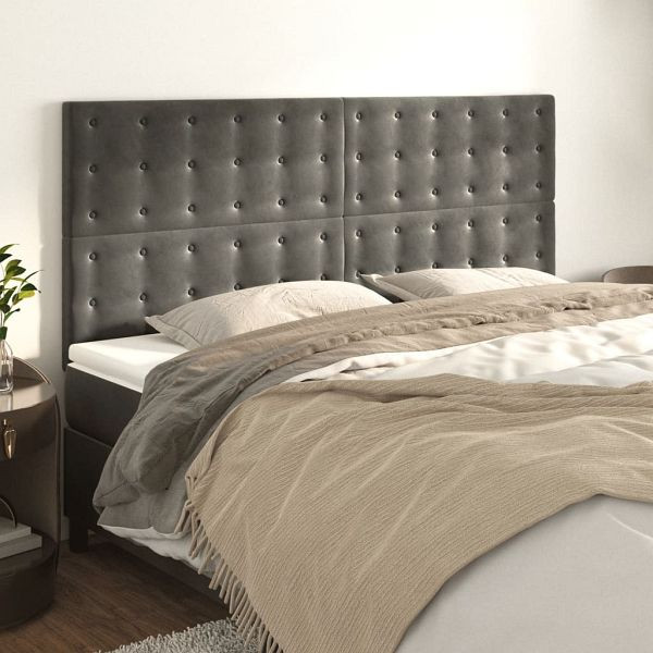 vidaXL Kopfteile 4 Stück Dunkelgrau 80x5x78/88 cm Samt, 3116821