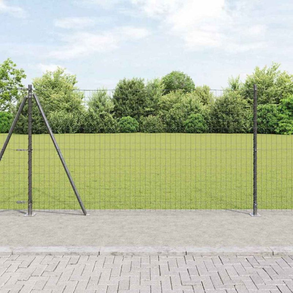 vidaXL Zaun mit Pfosten Grau 1.2 x 10 m Stahl, 3350903