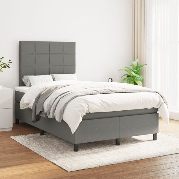 vidaXL Boxspringbett mit Matratze Dunkelgrau 120x200 cm Stoff, 3141762