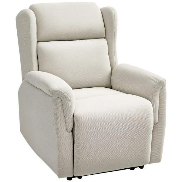 HOMCOM Relaxsessel, Verstellbarer Polstersessel mit Fußstütze, 160° neigbar, Leinenoptik, schneller Aufbau, Beige, 83B-259V00BG