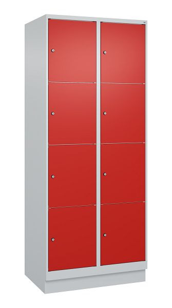 C+P Schließfachschrank Classic PLUS, Sockel, 2 Abteile mit je 4 Fächern, 1950x800x500mm, 7035/3020, 080020-224 S10002