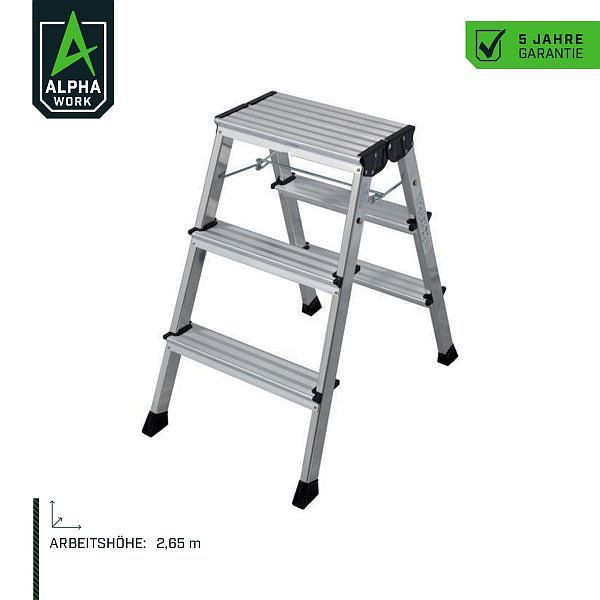Alpha Work Klapptritt, 2 x 3 Stufenm Aluminium, 80317