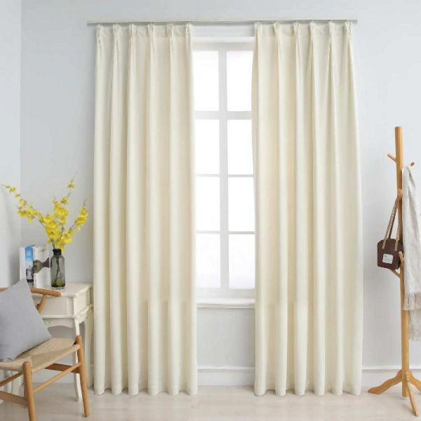 vidaXL Verdunkelungsvorhänge mit Haken 2 Stück Samt Creme 140x225cm, 134517