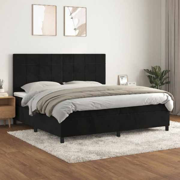 vidaXL Boxspringbett mit Matratze Schwarz 200x200 cm Samt, 3143045