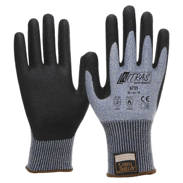 NITRAS TAEKI Schnittschutzhandschuhe, blau, Nitrilschaum-Beschichtung, Größe: 8, VE: 100 Paar, 6735-8