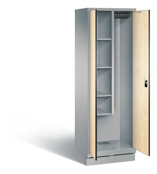 C+P Putzmittel-Spind Evolo, H1800xB610xT500mm, Farbe: Weißaluminium / Dekor Donau-Ahorn, 48120-00 S10175