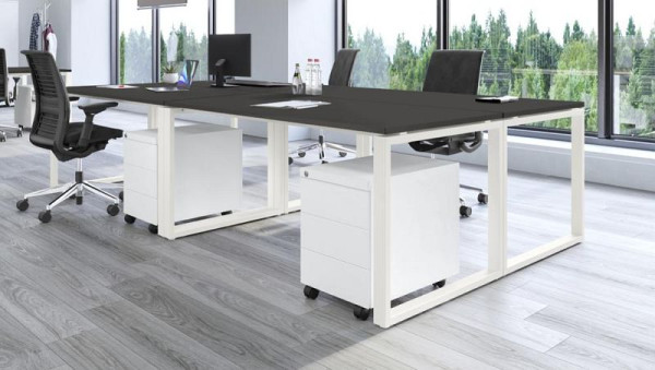 Deskin Tisch CELSUS, Platte Holzdekor Anthrazit, Gestell Weiß, B 1400 x T 700 x H 700 mm, 349056