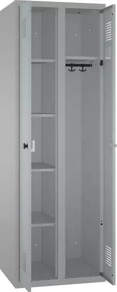 Eurobox Doppelspind, 2 Abteile, 4 Fachböden links/ Kleiderstange rechts, Abteilbreite 300 mm, 0800-060204