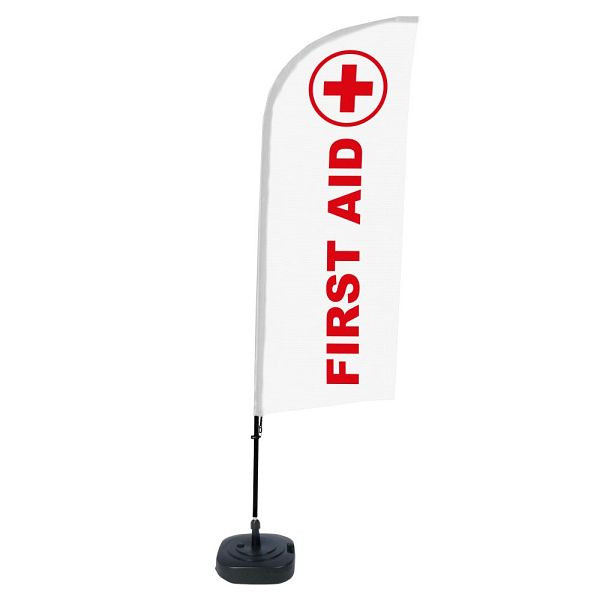 Showdown Displays Beachflag Alu Wind Komplett-Set Erste Hilfe Englisch ECO, BFAW310-WT21-I106ECO