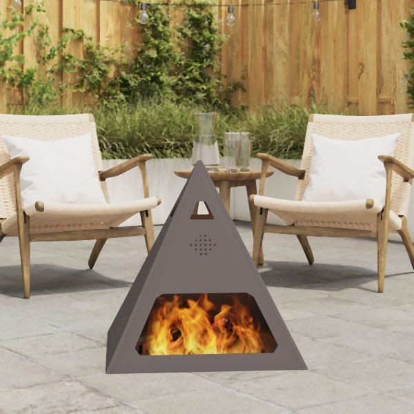 vidaXL Feuerstelle Pyramide Schwarz 50x50x51 cm Stahl, 858952