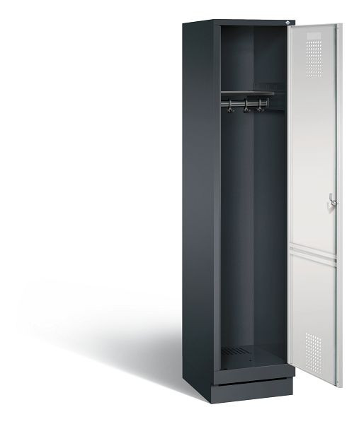 C+P Garderobenschrank Evolo, H1800xB420xT500mm, Farbe: Schwarzgrau / Lichtgrau, 48020-12 S10030