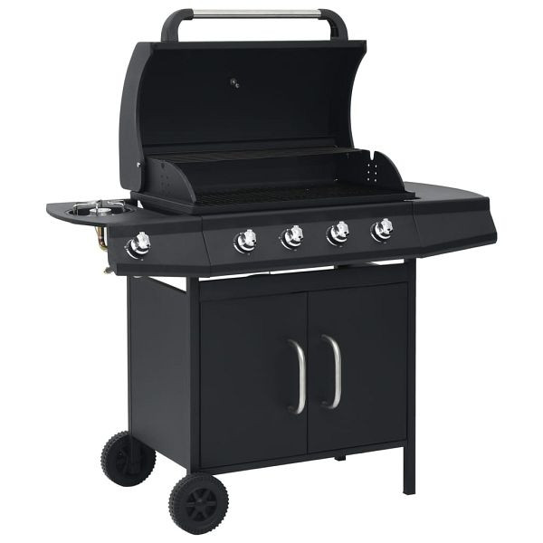 vidaXL Gasgrill 4+1 Flammen Schwarz Stahl, 310104